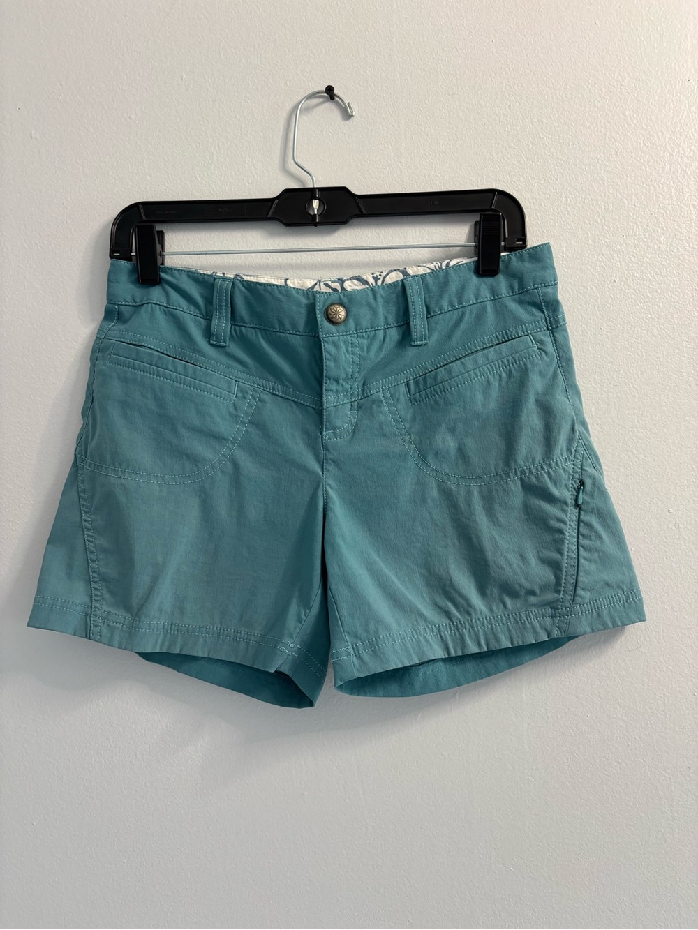 Athleta Trekkie Hiking Shorts Size 6 Teal Blue Green Outdoor Gorpcore Trail - Picture 2 of 14